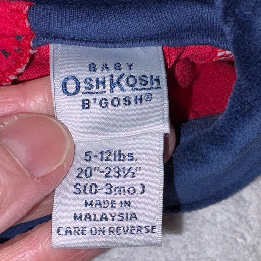 OshKosh B'gosh Red and Navy velour Floral One Piece vintage 0/3m